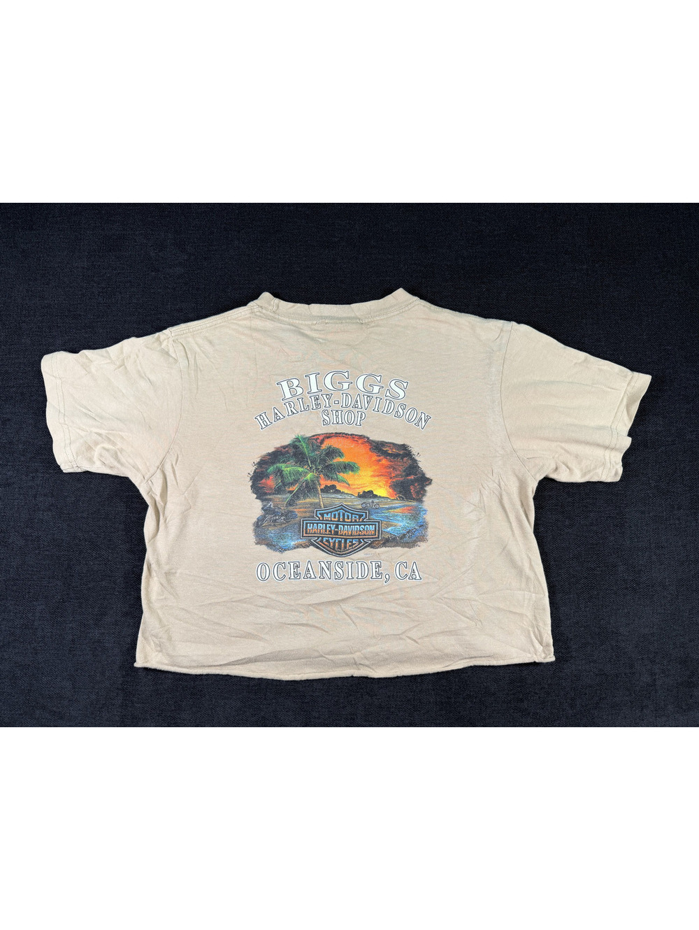 Harley-Davidson Vintage Beige Crop T-Shirt Size M - Picture 6 of 6